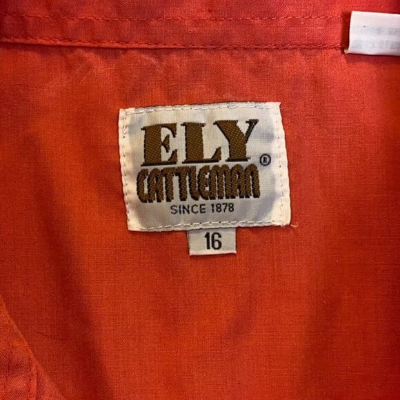 Ely Cattleman Womens Shirt 16 Red Western Pearl Snap Button Short Sleeve Casual - Picture 3 of 8